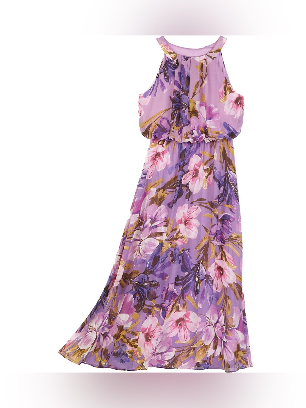 Robbie Bee Halter Neck Floral Print Maxi Dress Size L (10) Like New